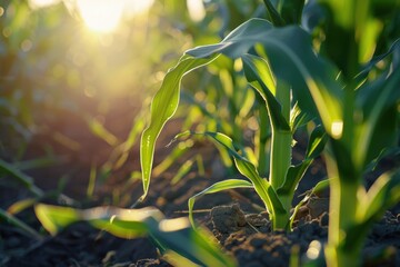 Poster - Close up of a plant in a field, suitable for nature and agriculture concepts