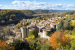 View over the roofs of the village of Vogüé. Photography taken in France