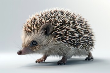 Aufkleber - A cute hedgehog walking on a plain white background. Perfect for animal lovers and nature enthusiasts