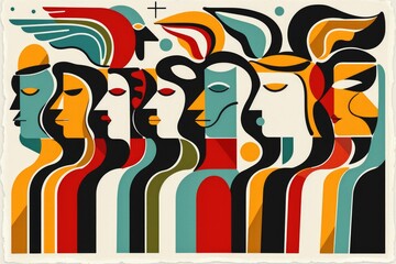 Poster - A group of people standing next to each other. Ideal for teamwork and unity concepts