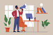 © GMZ - Assertive female professional using a megaphone in a modern office