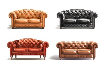 Poster - Four different colored leather couches, perfect for interior design projects