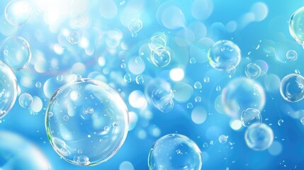 Poster - Colorful bubbles floating in the air, suitable for various concepts and designs