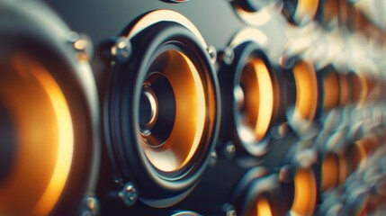 Aufkleber - Close up of a bunch of speakers on a wall. Perfect for music or technology concepts