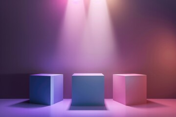 Poster - Three cubes arranged on a table, suitable for various concepts and designs