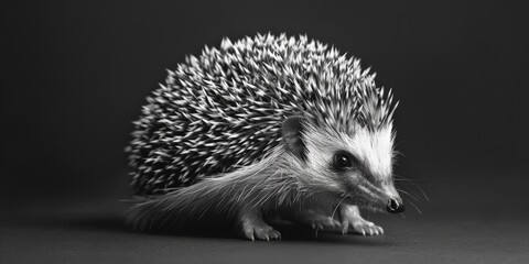 Aufkleber - A striking black and white image of a hedgehog, perfect for nature and wildlife themes