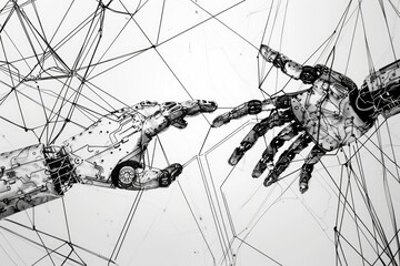 Aufkleber - Close-up drawing of two hands touching. Suitable for concepts of connection and support