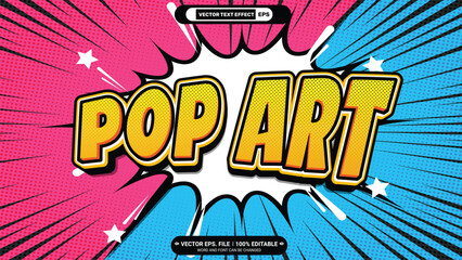 Aufkleber - Pop art 3d editable vector text style effect with comic background