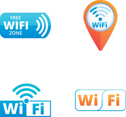 Poster - Free wifi icons set cartoon vector. Wireless and free wi fi hotspot. Internet technology