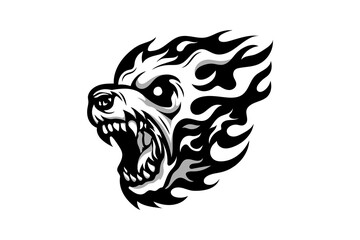 Wall Mural - Vector of angry roaring grizzly bear head