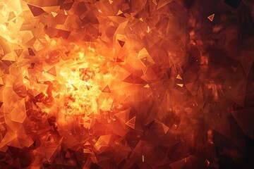 Poster - A vibrant explosion of orange and yellow triangles. Perfect for abstract backgrounds