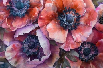 Poster - A detailed shot of a bunch of flowers, perfect for various designs