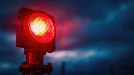 Aufkleber - A red traffic light with a cloudy sky background. Suitable for traffic safety concepts