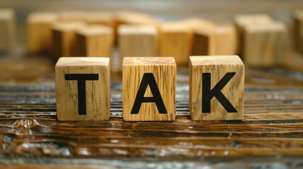 Aufkleber - A wooden block with the word 
