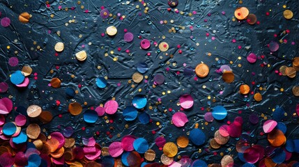 Poster - A colorful background with many small round dots. The dots are of different colors and sizes. The background is blue and the dots are scattered all over it