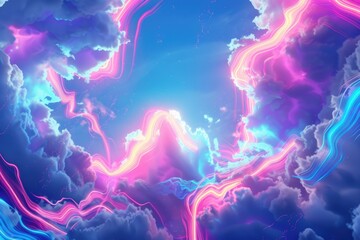 Poster - A heart shaped cloud illuminated with pink and blue lights, perfect for romantic or dreamy concepts