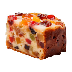 Wall Mural - Slice of fruitcake isolated on transparent or white background, png