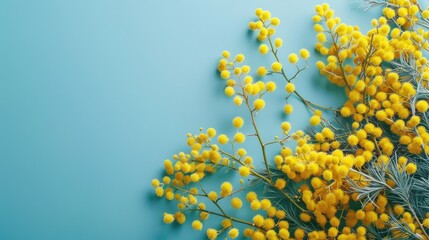 Poster - Vibrant yellow flowers contrast beautifully against a bright blue background. Perfect for adding a pop of color to any project