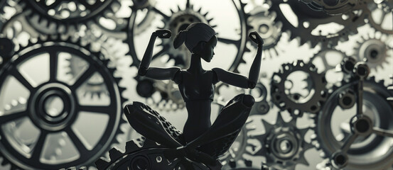 Poster - A woman statue sitting on a clock, suitable for time-related concepts