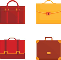 Poster - Briefcase icons set cartoon vector. Various leather briefcase for document. Business accessory