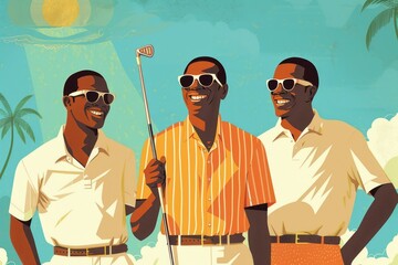 Poster - Three men standing next to each other. Suitable for business or teamwork concepts