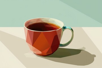 Poster - A simple image of a tea cup on a table. Perfect for various lifestyle and relaxation concepts