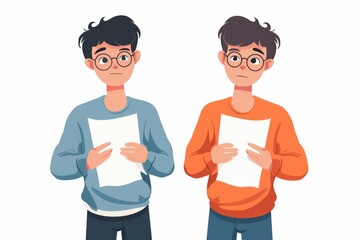 Poster - Two men standing side by side. Suitable for business and teamwork concepts