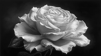 Canvas Print - Elegant Charcoal Rose in Dramatic Lighting, generative ai