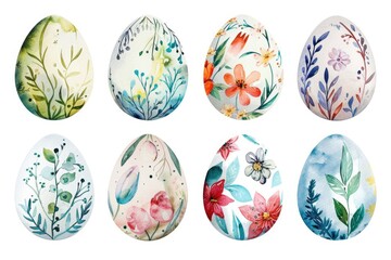 Sticker - Six colorful Easter eggs with floral designs. Great for Easter holiday designs