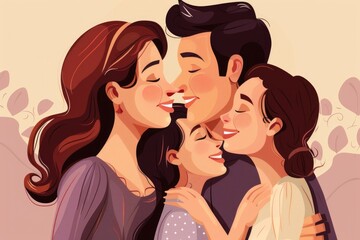 Poster - A man and a woman embracing each other. Ideal for relationship or love concepts
