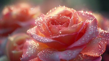 Sticker - Morning Elegance: Dewy Rose Petals, generative ai