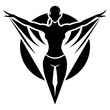 Fitness Gymnastic logo Sportswoman silhouette vector illustration isolated on white background 