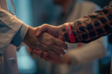 Poster - A close-up image of two people shaking hands. Perfect for business and partnership concepts