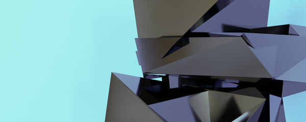 Poster - Yellow and black abstract background with triangles 3d render illustration