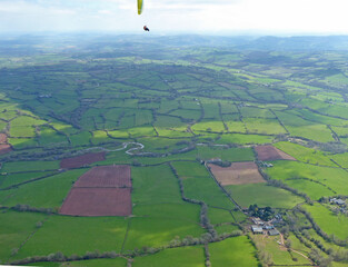 Poster - Aerial view from the hills above Pandy in Wales