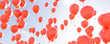 Vibrant red balloons ascending into the clear blue sky during a daytime celebration 3d render illustration