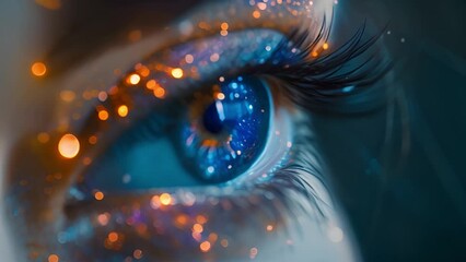 Poster - A macro view of a blue eye, enhanced with shimmering details.