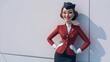 Airline cartoon Stewardess With Uniform.