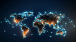 background with effects,World map with shining dot light connection network global,Global Connectivity: Illuminated World Map with Networking Generative AI