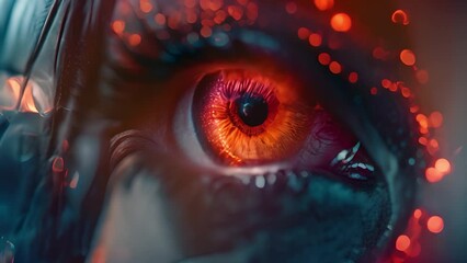 Fototapete - Macro shot capturing the intricate details of a human eye enhanced with digital effects.