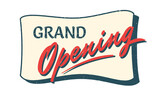 Fototapeta  - Grand opening, retro label. Sign for sale events. 70th vintage style vector illustration	