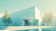 Minimalist Mint Exterior A Modernist Ode to Geometric Precision and Calm