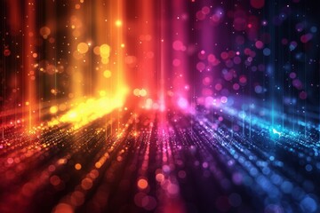 Poster - A visually striking image with colorful light rays and bokeh effect representing digital data or cyber concepts in a dynamic and engaging way