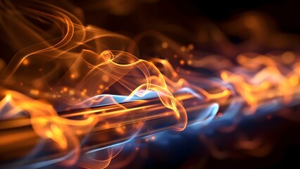 Detailed image of blue flame from metal tube lasers atoms emitting energy. Concept Blue Flame, Metal Tube, Laser Atoms, Energy Emission, Detailed Image