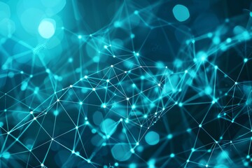 Poster - Interconnected dots on vibrant blue background  abstract representation of communication