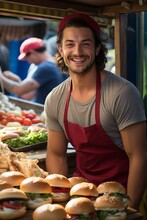 Portrait Of A Male Street Food Vendor Smiling