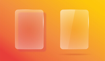 Aufkleber - Matte and transparent frosted glass effect interface design element vector modern illustration graphic, screen panel mockup 3d ui window for copy space text with shadow yellow orange image clipart