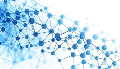 Poster - Interconnected dots on blue backdrop depict communication concept in abstract form