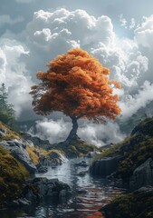 Wall Mural - Lonely Autumn Tree