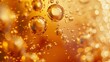 Close-up of bubbles in amber liquid
